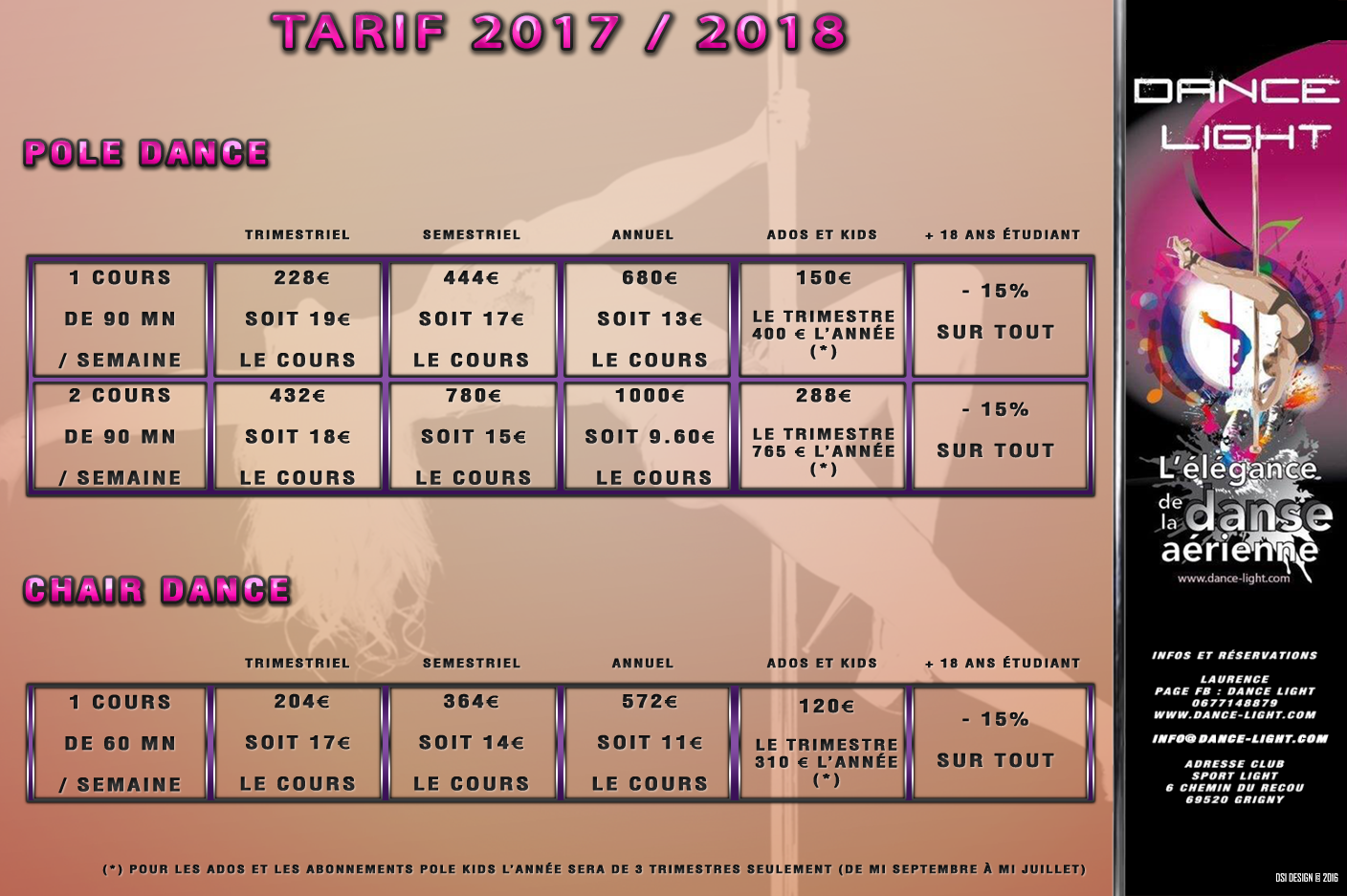 tarifs 2017-2018